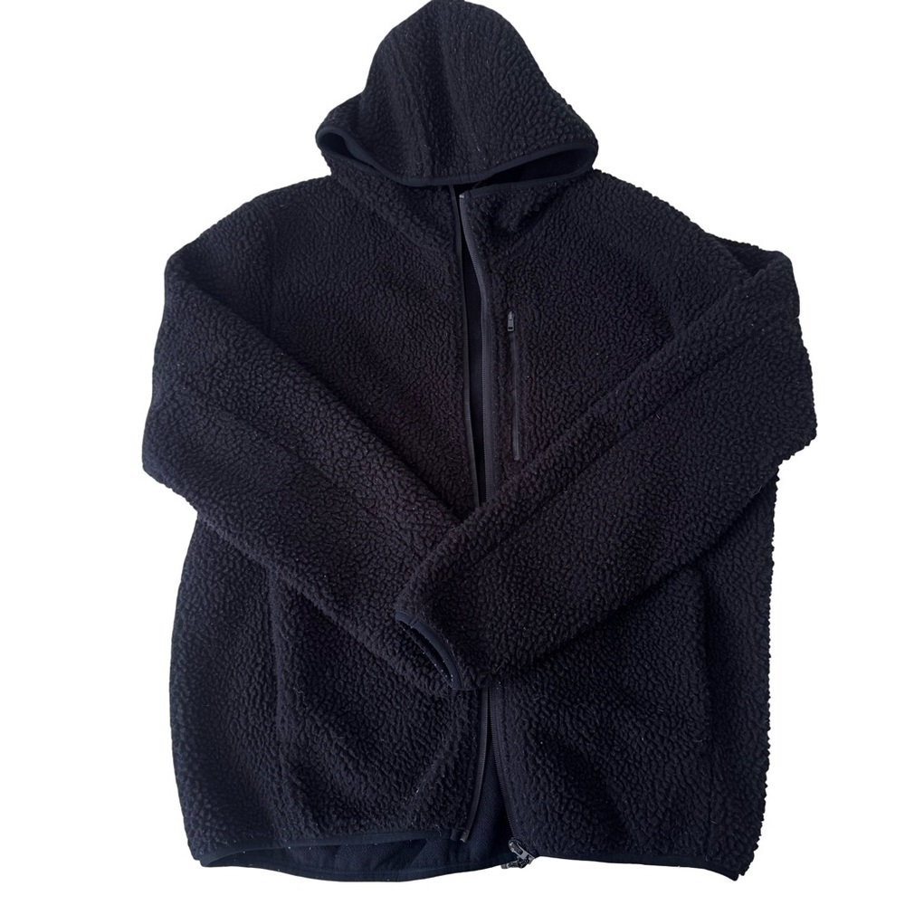 Uniqlo Black Sherpa Fleece Zip-Up Hoodie